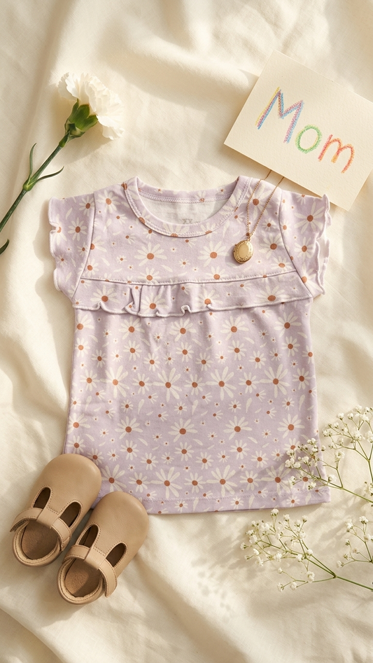 Lavender Floral Ruffle Top