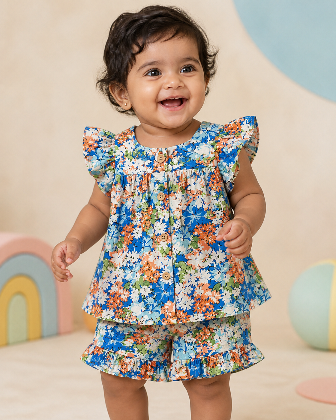 Blooming Garden Top & Ruffle Shorts Set