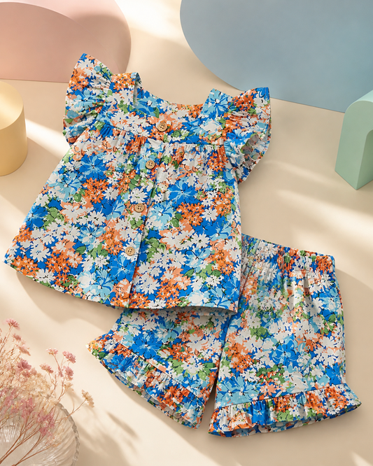 Blooming Garden Top & Ruffle Shorts Set