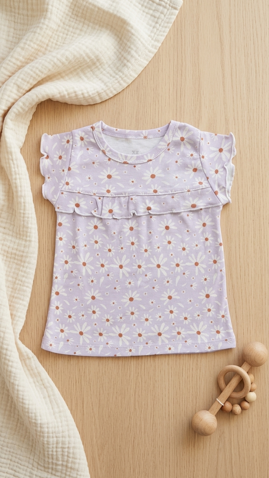 Lavender Floral Ruffle Top